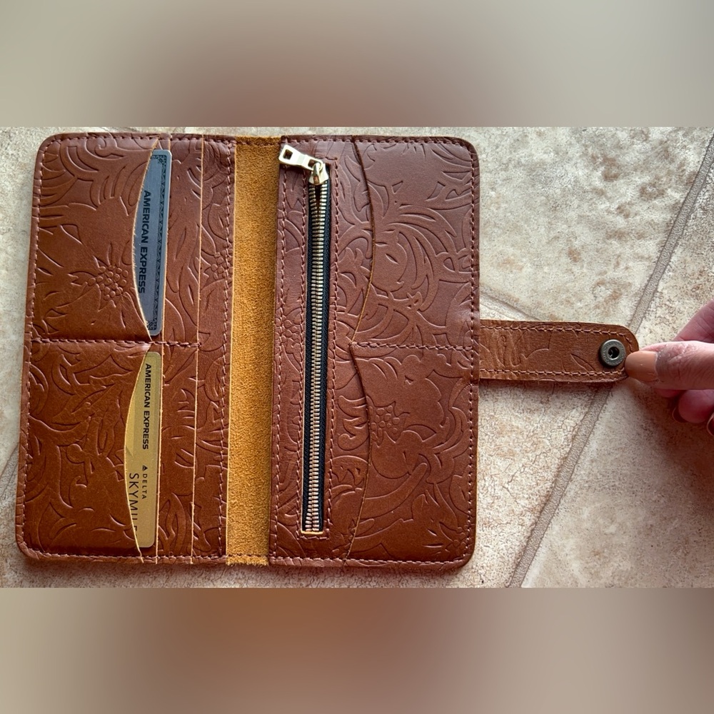 Portland Leather Goods Embossed Brown Wallet - Picture 9 of 14